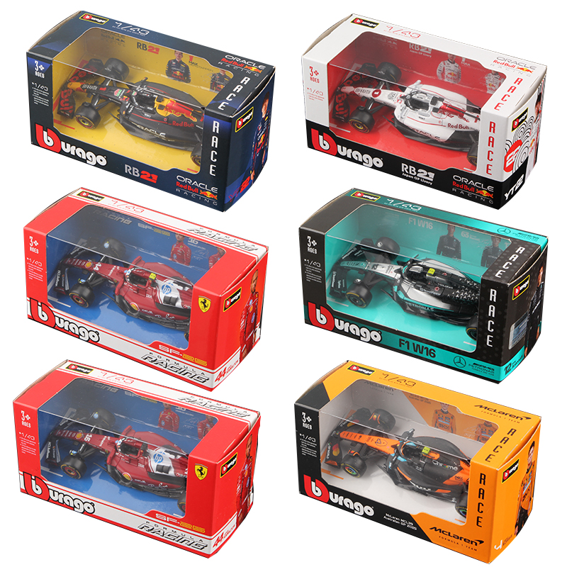 AliExpress Bburago 1:43 F1 Alloy Car Model 2025 Season Formula Racing Die Cast Toy SF25 RB21 W16 MCL39 Red Bull Mercedes Ferrari McLaren