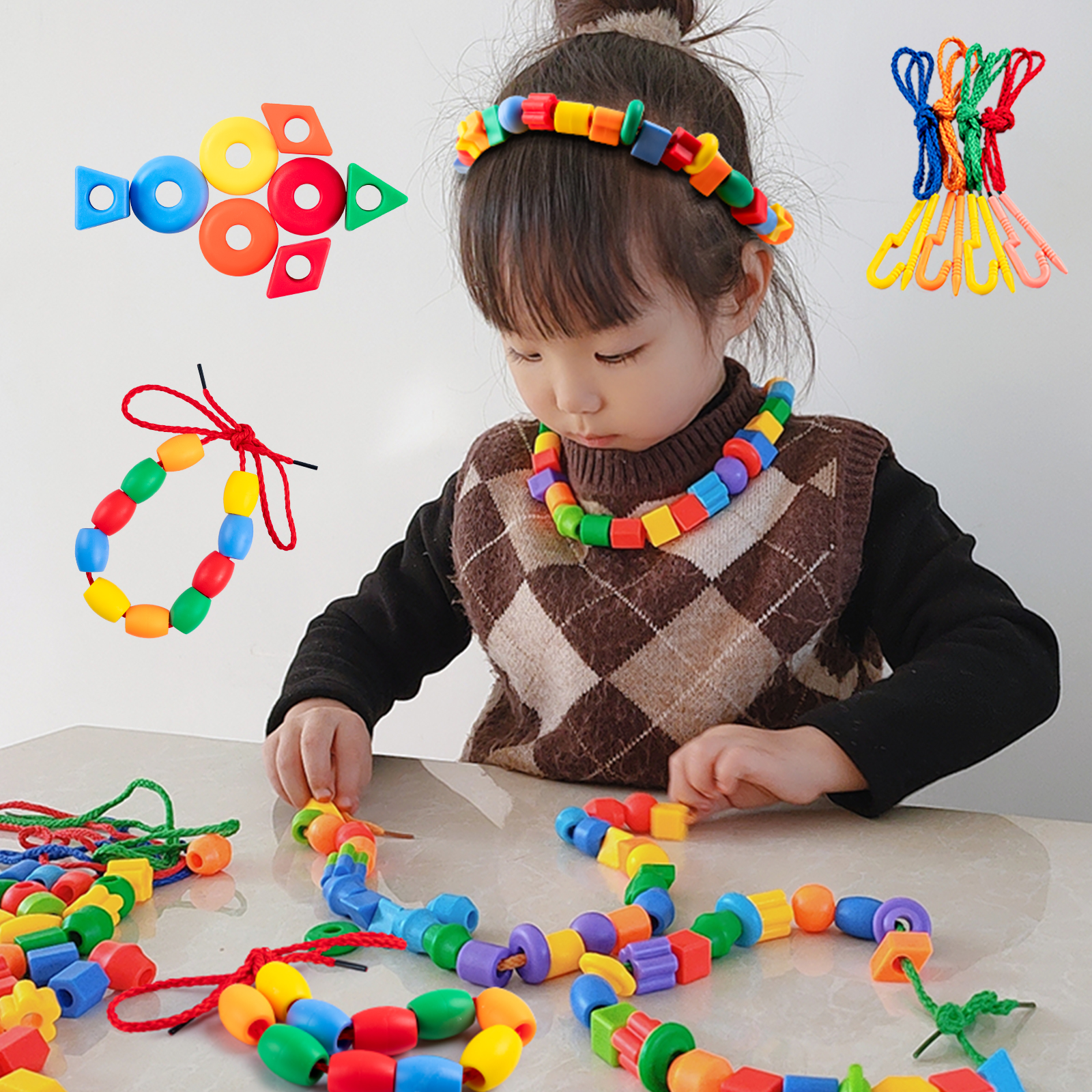 AliExpress Beaded Diy Handmade Puzzle Wearing Beads Building Blocks EarlyEducation Geometry Shape Bracelet Toy