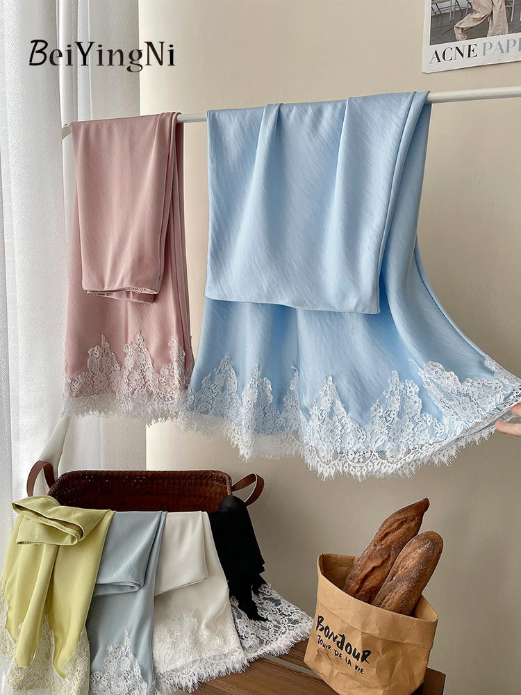 AliExpress Beiyingni French Elegant Satin Mermaid Skirt Women Spring Summer Lace Patchwork Pack Hip Long A-line Skirts Office Ladies Faldas, view 2