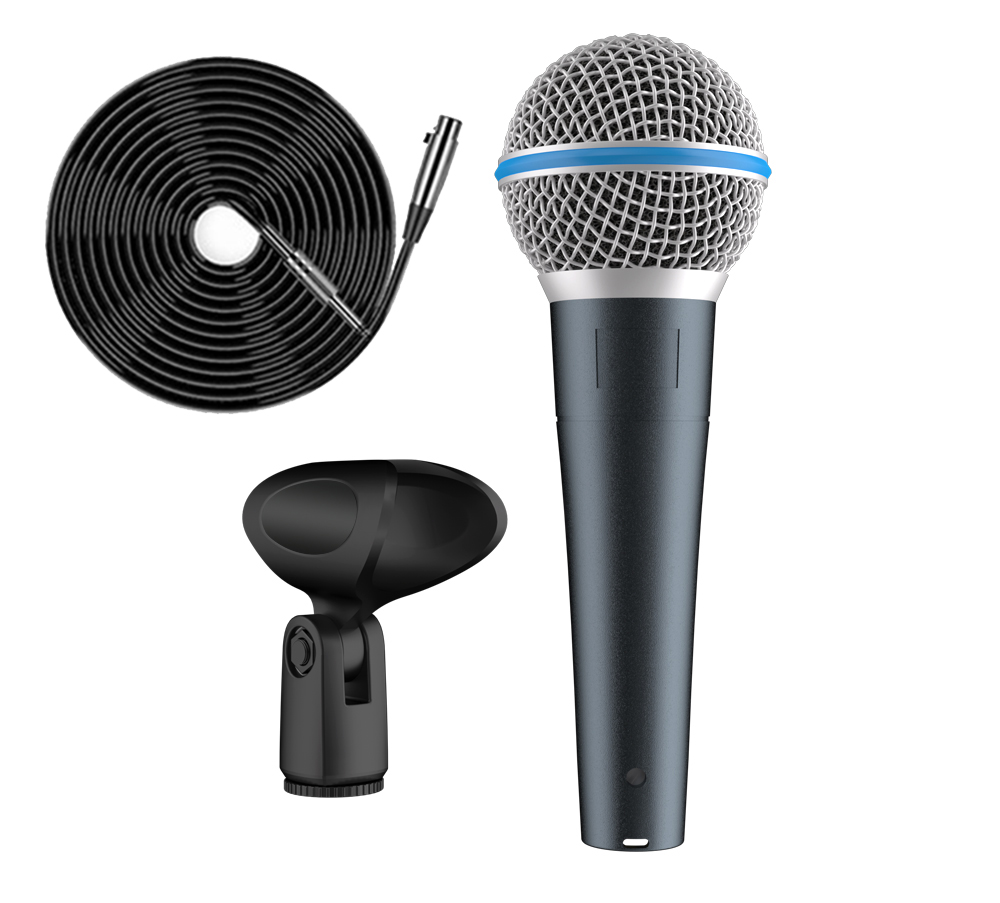 AliExpress Beta58 Wired Dynamic Microphone with Transformer, Super-Cardioid Pattern, Professional Vocal Microphone Suitable for Ktv / Stage / Recording Studio (Includes Cables, Stand)