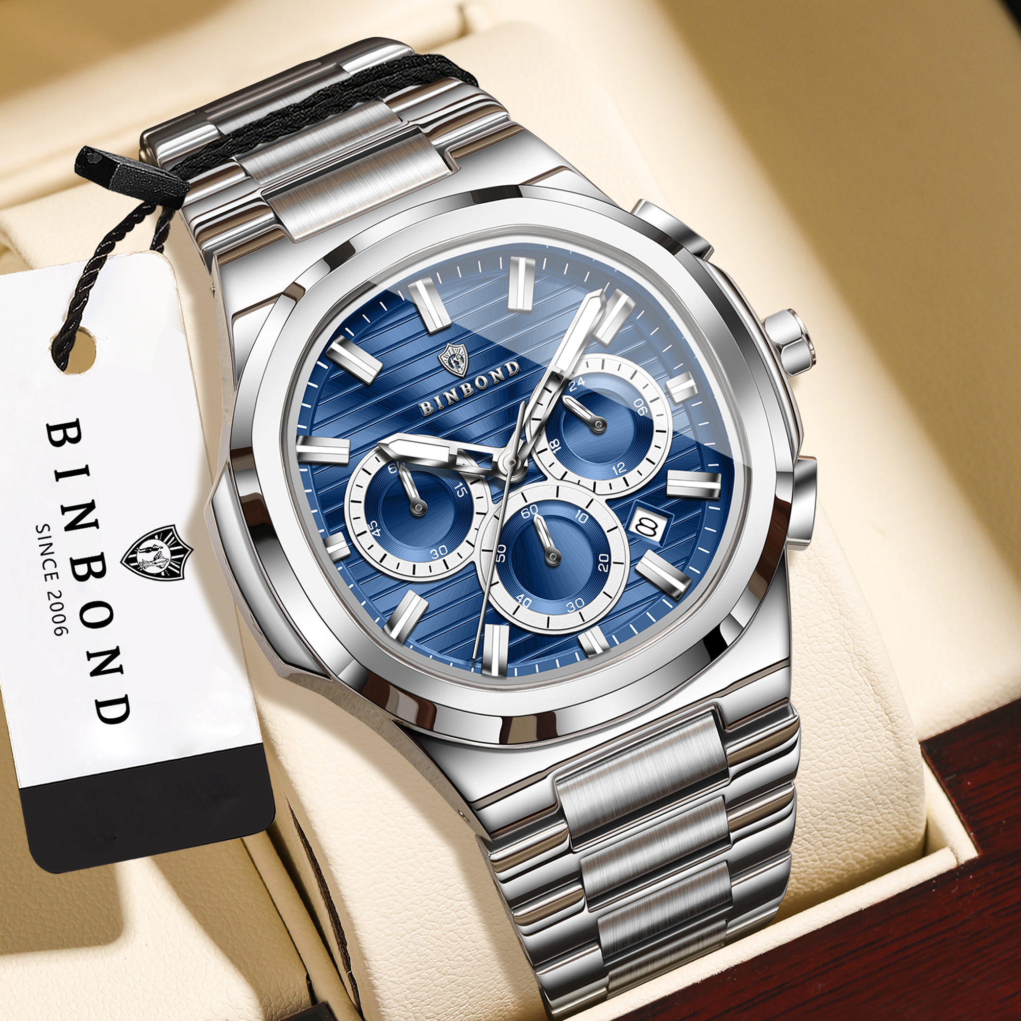 AliExpress BINBOND Men's Chronograph Quartz Watch, view 2