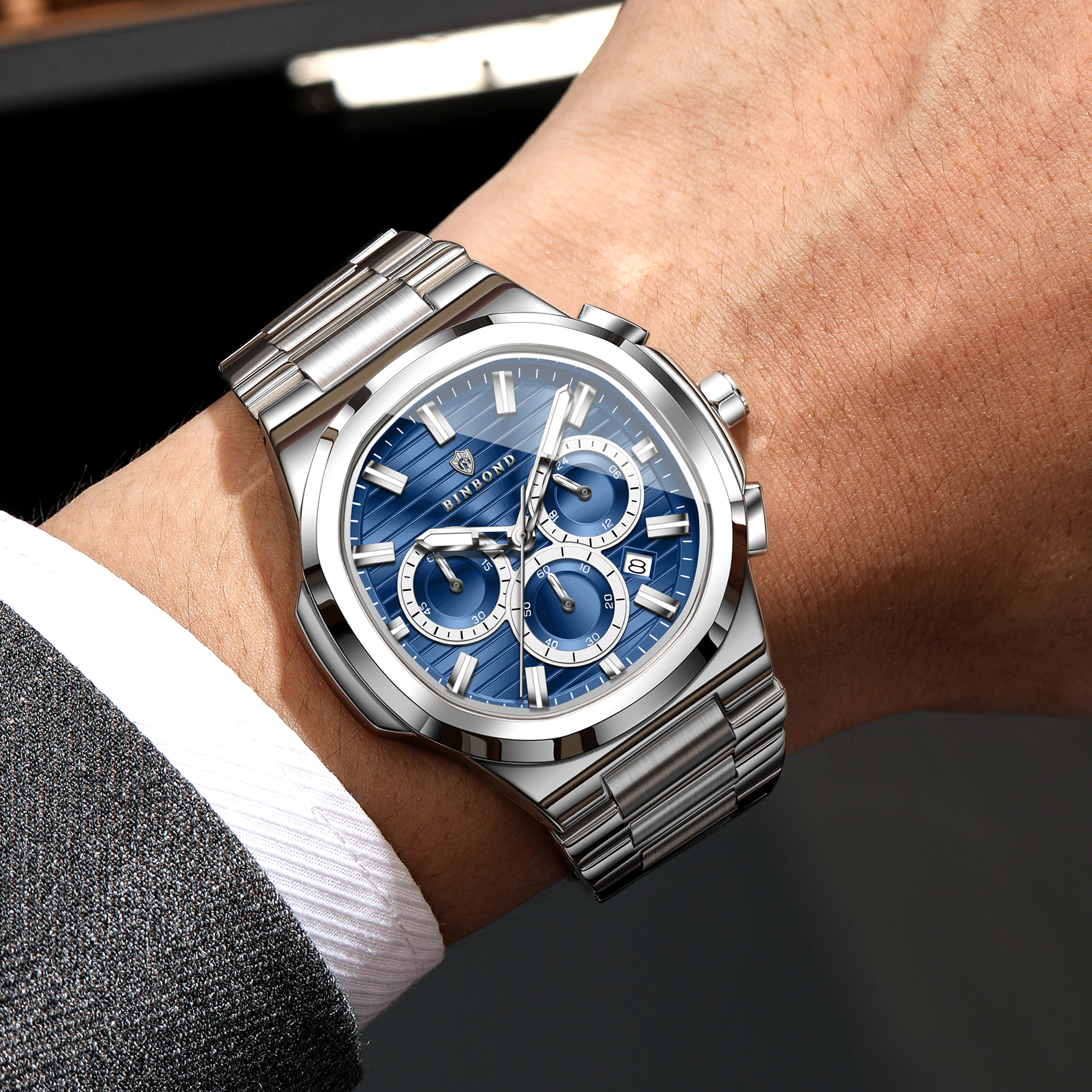 AliExpress BINBOND Men's Chronograph Quartz Watch, view 3
