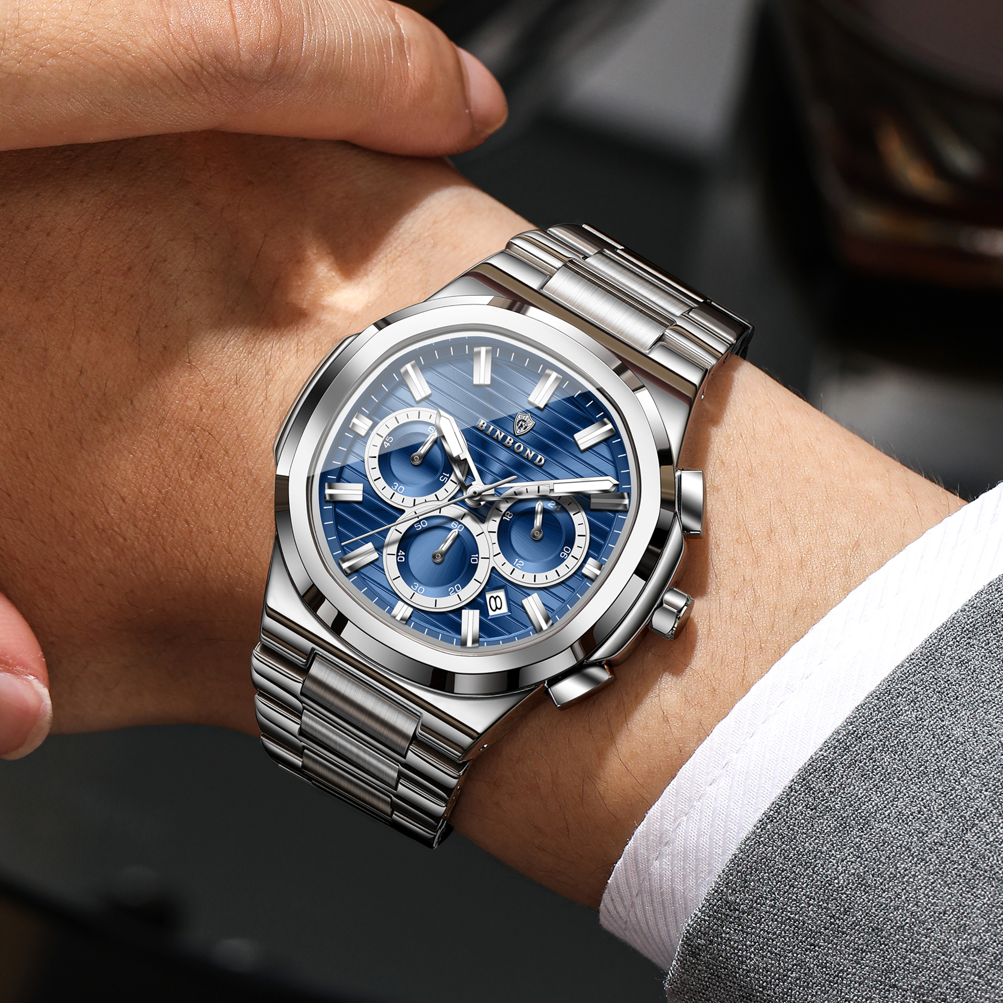 AliExpress BINBOND Men's Chronograph Quartz Watch, view 4