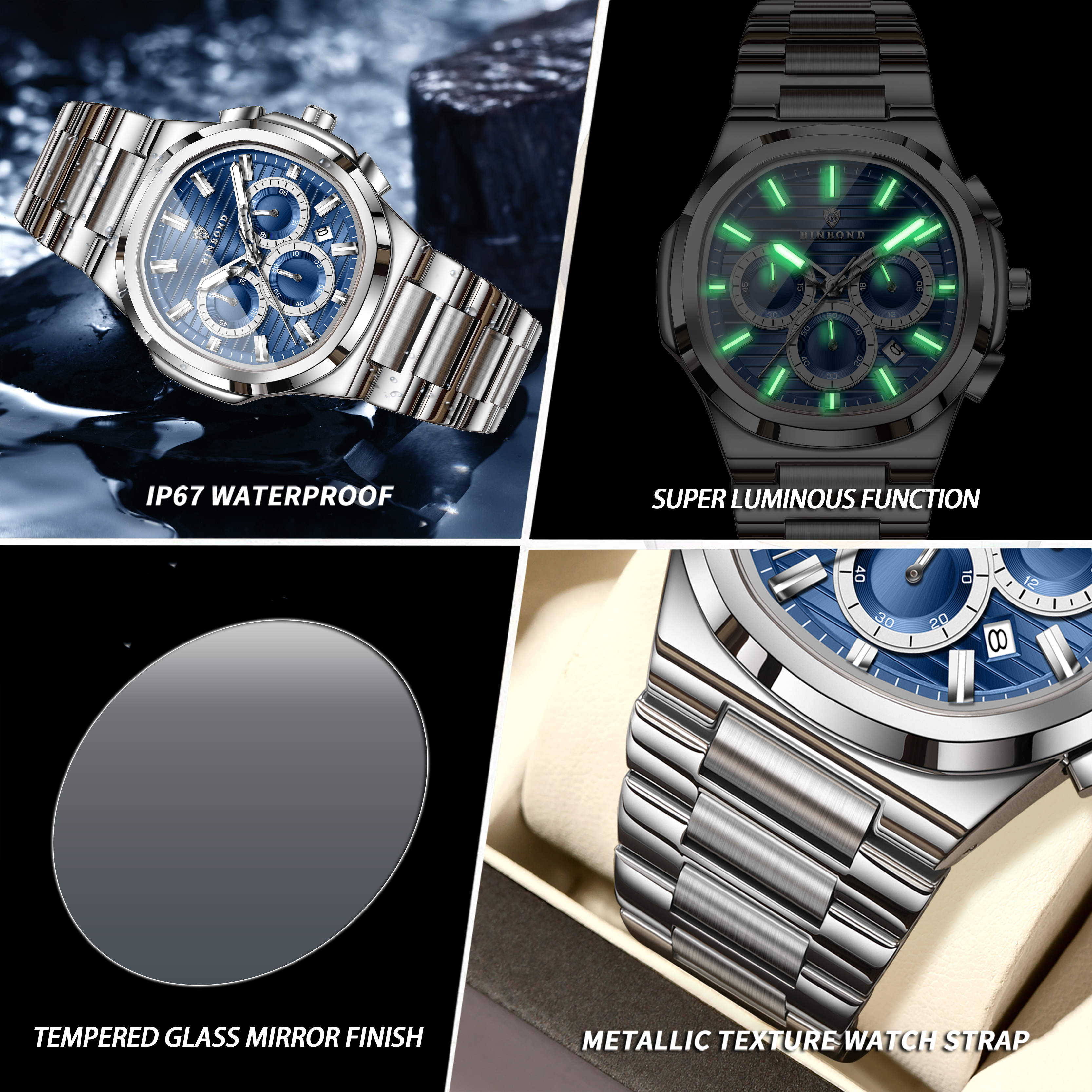 AliExpress BINBOND Men's Chronograph Quartz Watch, view 6