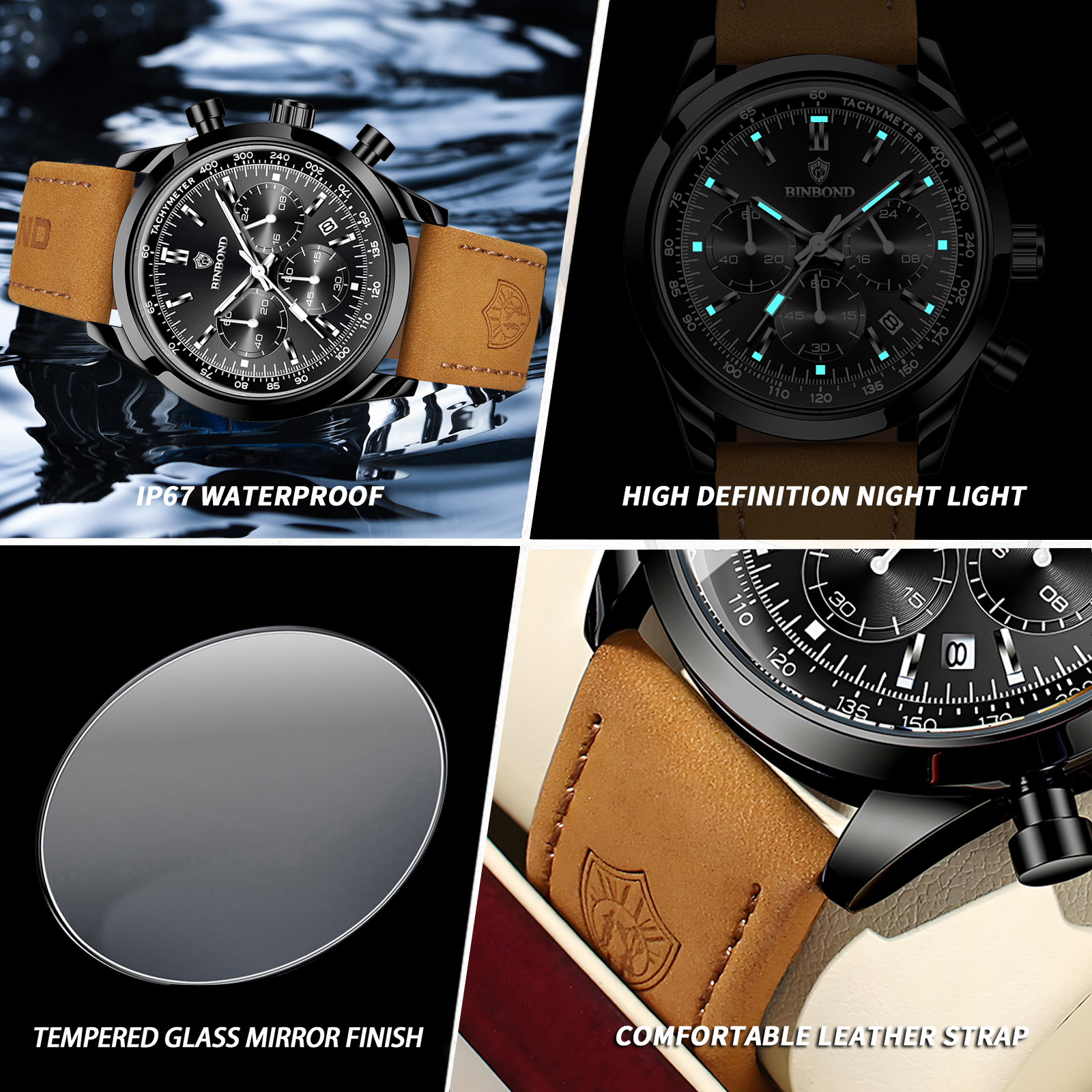 AliExpress BINBOND Men's Chronograph Quartz Watch, view 6