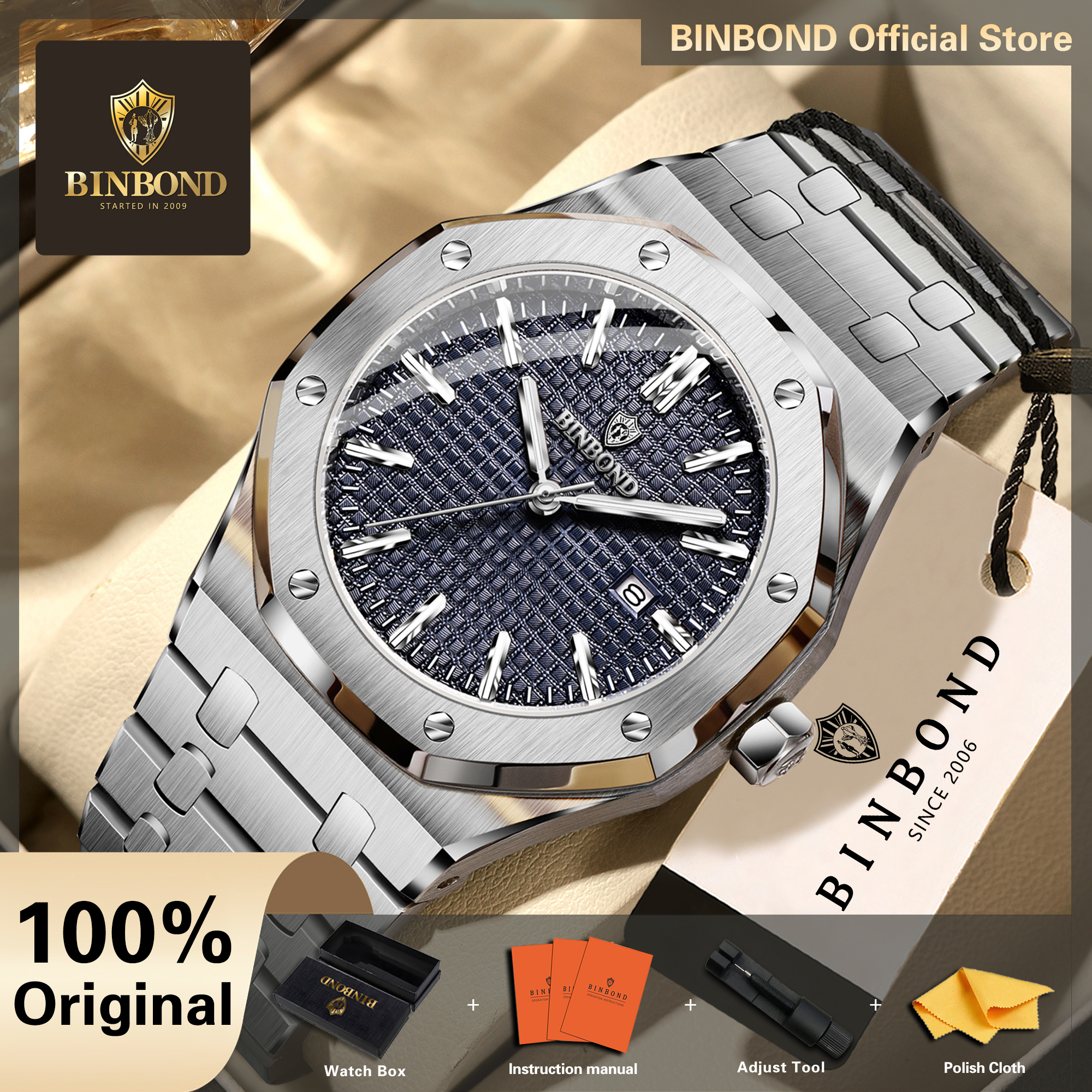 AliExpress BINBOND Stainless Steel Luminous Quartz Men's Watch
