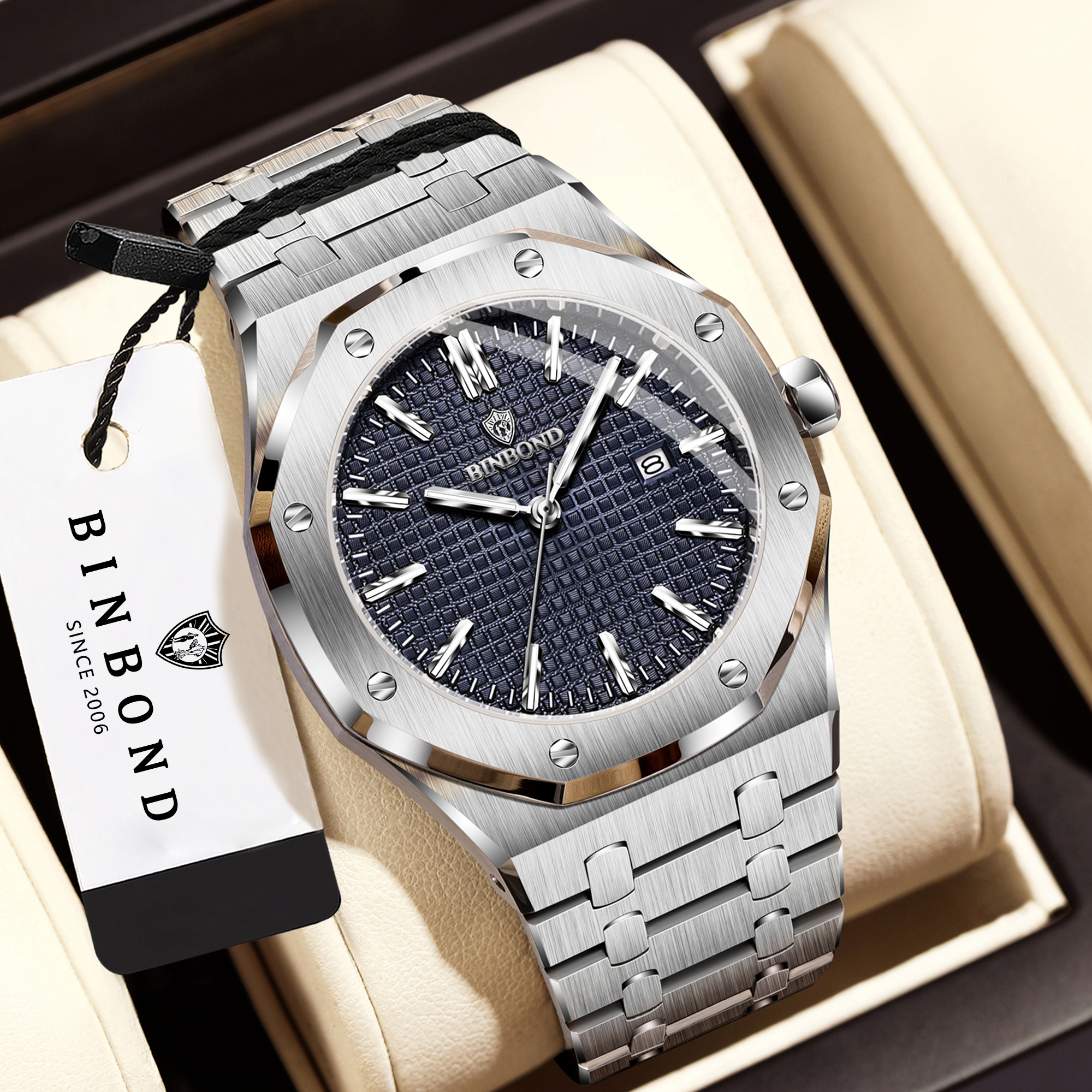 AliExpress BINBOND Stainless Steel Luminous Quartz Men's Watch, view 2