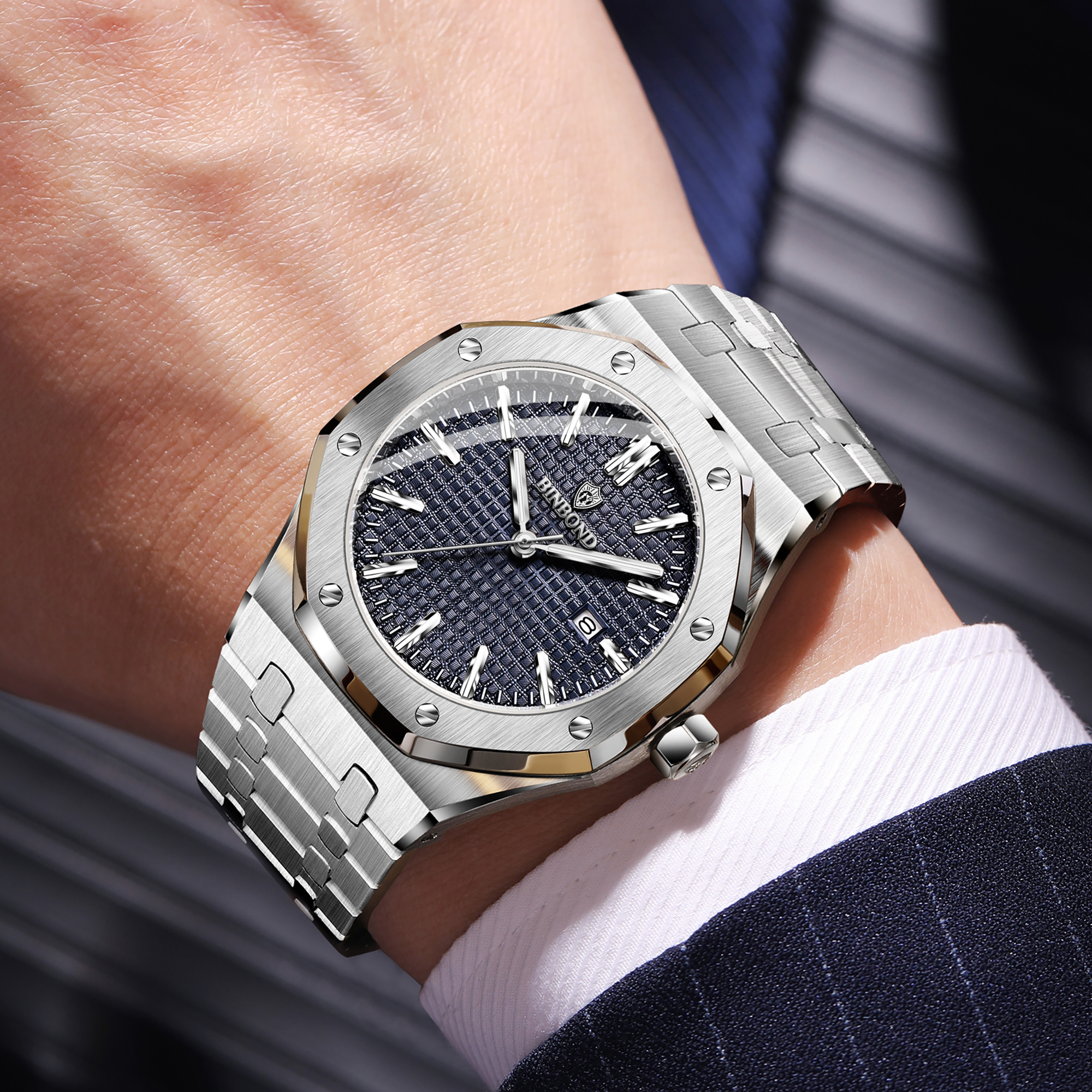 AliExpress BINBOND Stainless Steel Luminous Quartz Men's Watch, view 4