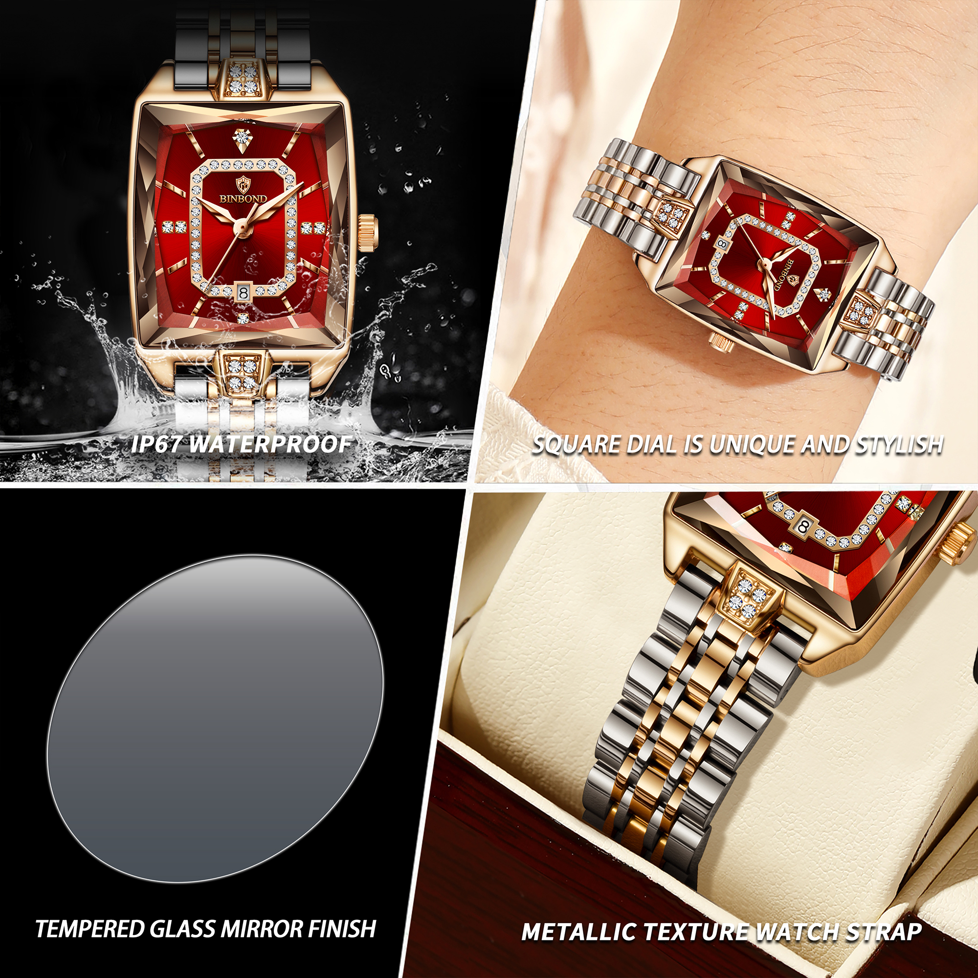 AliExpress BINBOND Zircon Women's Waterproof Quartz Watch, view 6