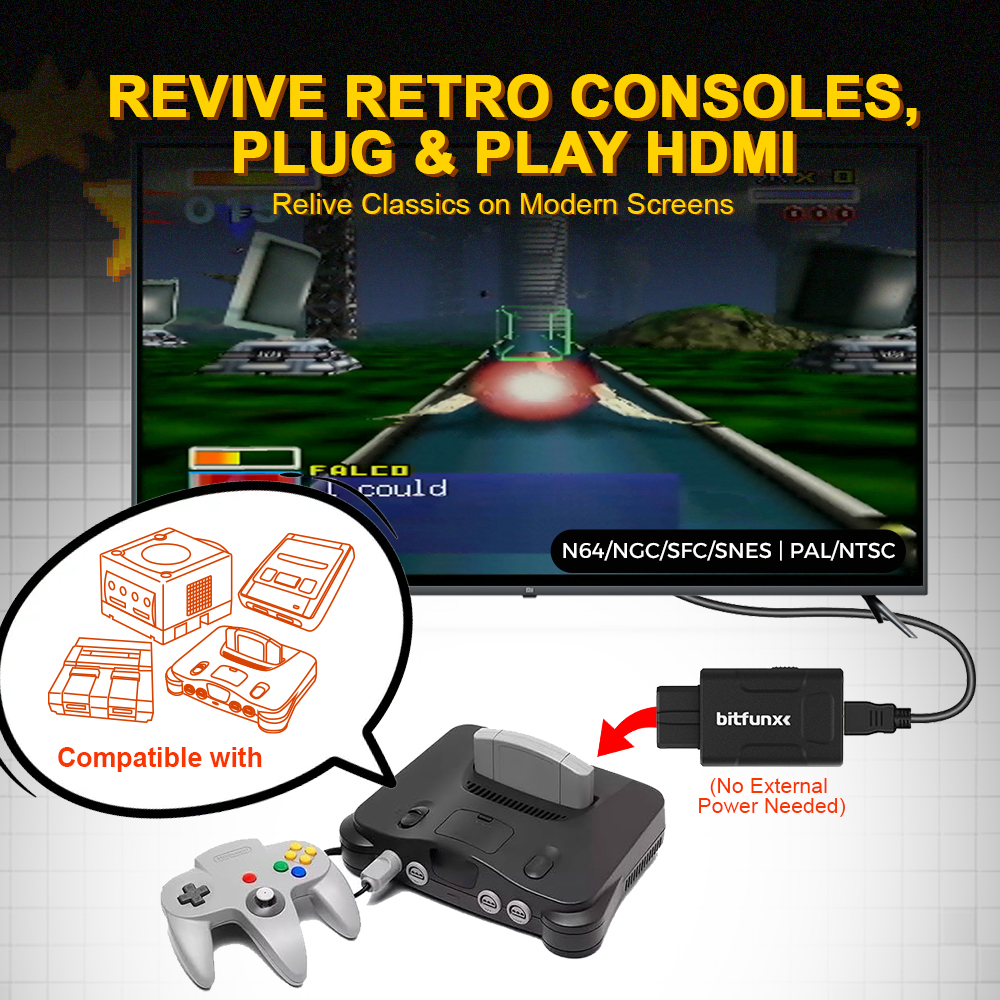 AliExpress Bitfunx 720P 1080P HDTV Adapter For N64/SNES/SFC/NGC Console 4:3/16:9 Aspect Ratio Switching SV&Composite Input HDTV Converter, view 2