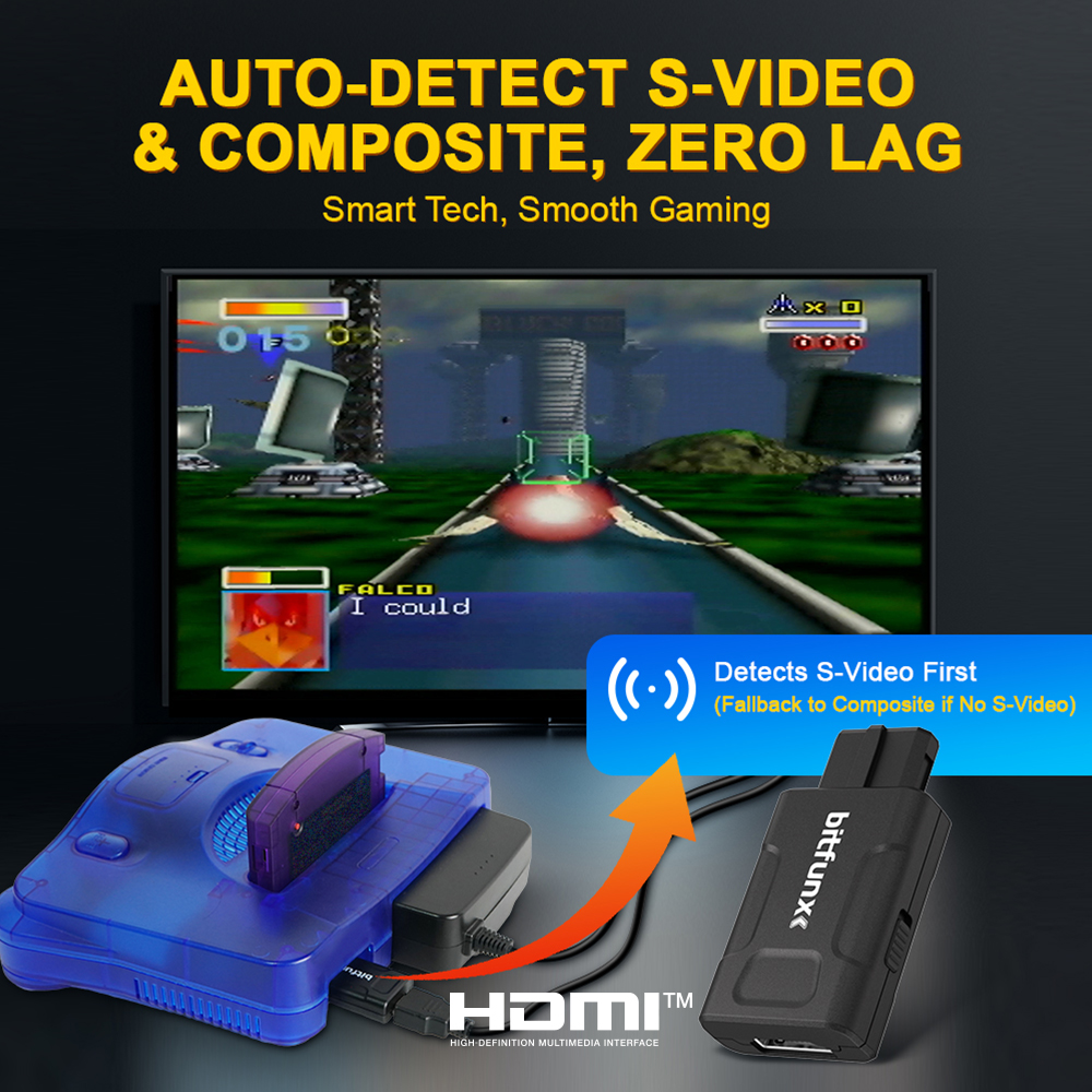 AliExpress Bitfunx 720P 1080P HDTV Adapter For N64/SNES/SFC/NGC Console 4:3/16:9 Aspect Ratio Switching SV&Composite Input HDTV Converter, view 4