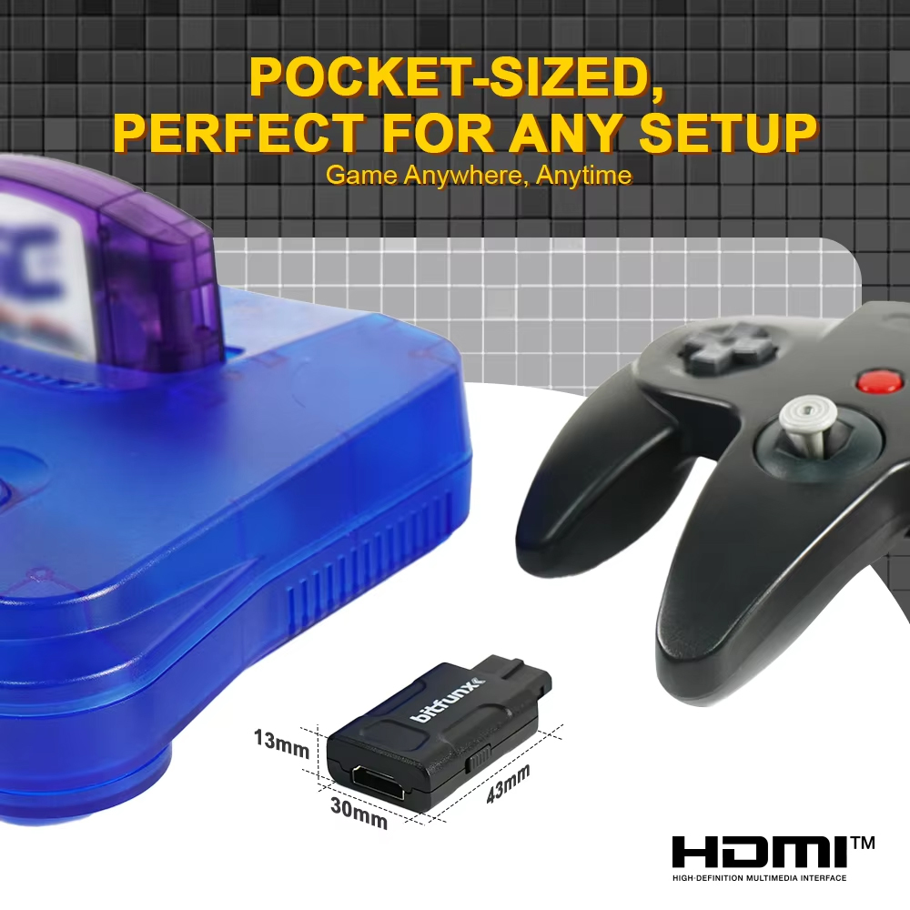 AliExpress Bitfunx Mini 720P 1080P HDMI™ Adapter 16:9/4:3 Auto S-Video Composite For N64 SNES SFC NGC Game Consoles, view 6