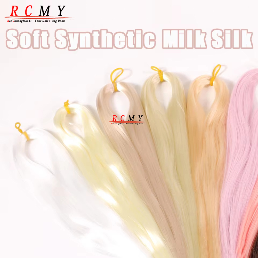 AliExpress BJD SD Doll 80CM/40 White Black Hair Row Milk Silk Anti-Mohair Wig Handmade Hook Transplant Material Synthesis Reboot Pony Hair, view 4