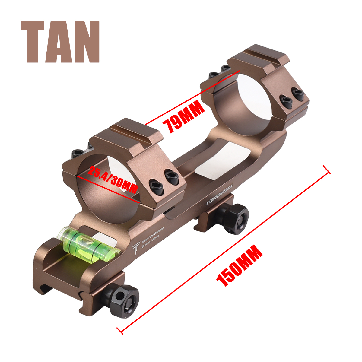 AliExpress BK/TAN One-Piece Cantilever Level Bracket 25.4/30mm Rail Scope Mount with Bubble Level for Picatinny Rail Mount, view 4