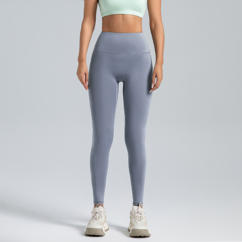 AliExpress Black Leggings for Women with No T-line High-waisted Hip Lift Yoga Pants with Abdominal Compression and Nude Running Leggings, view 4