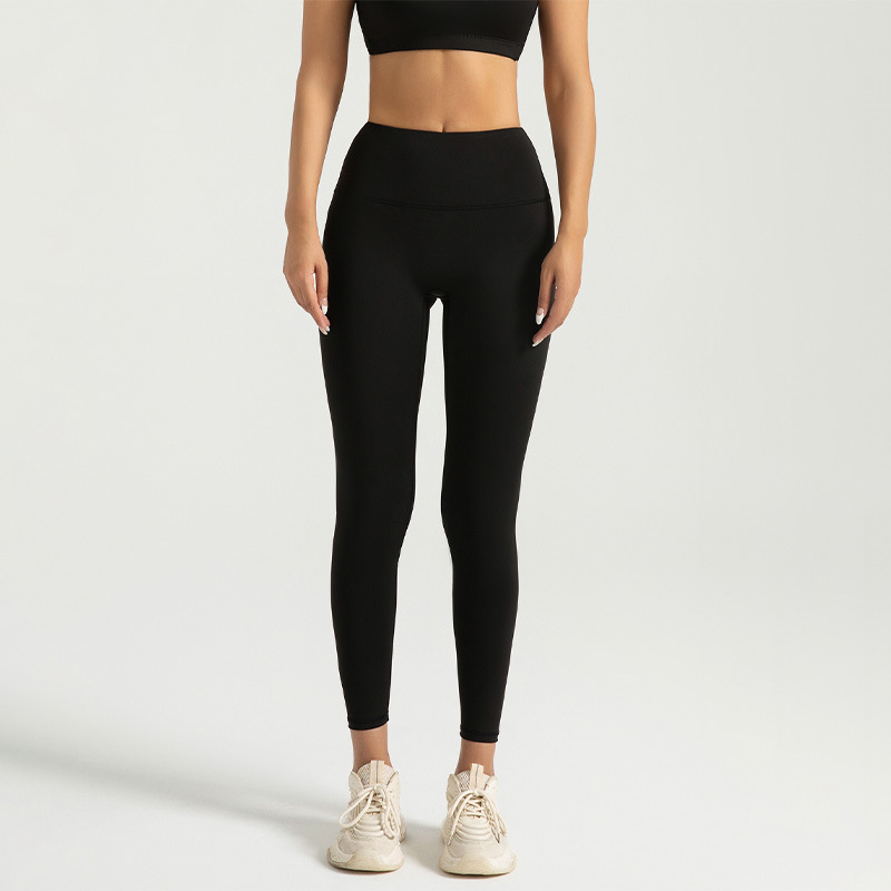 AliExpress Black Leggings for Women with No T-line High-waisted Hip Lift Yoga Pants with Abdominal Compression and Nude Running Leggings, view 5