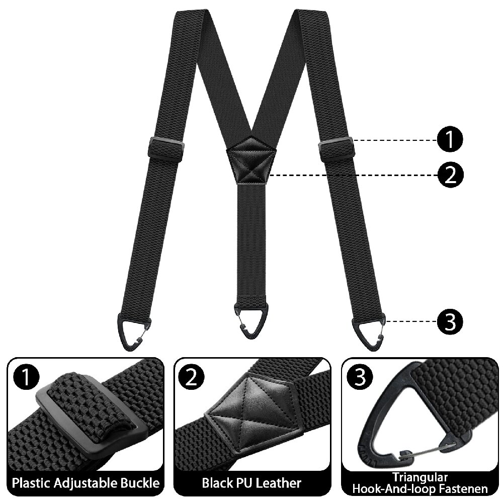 AliExpress Black Elastic Adjustable Men's Suspenders, view 4
