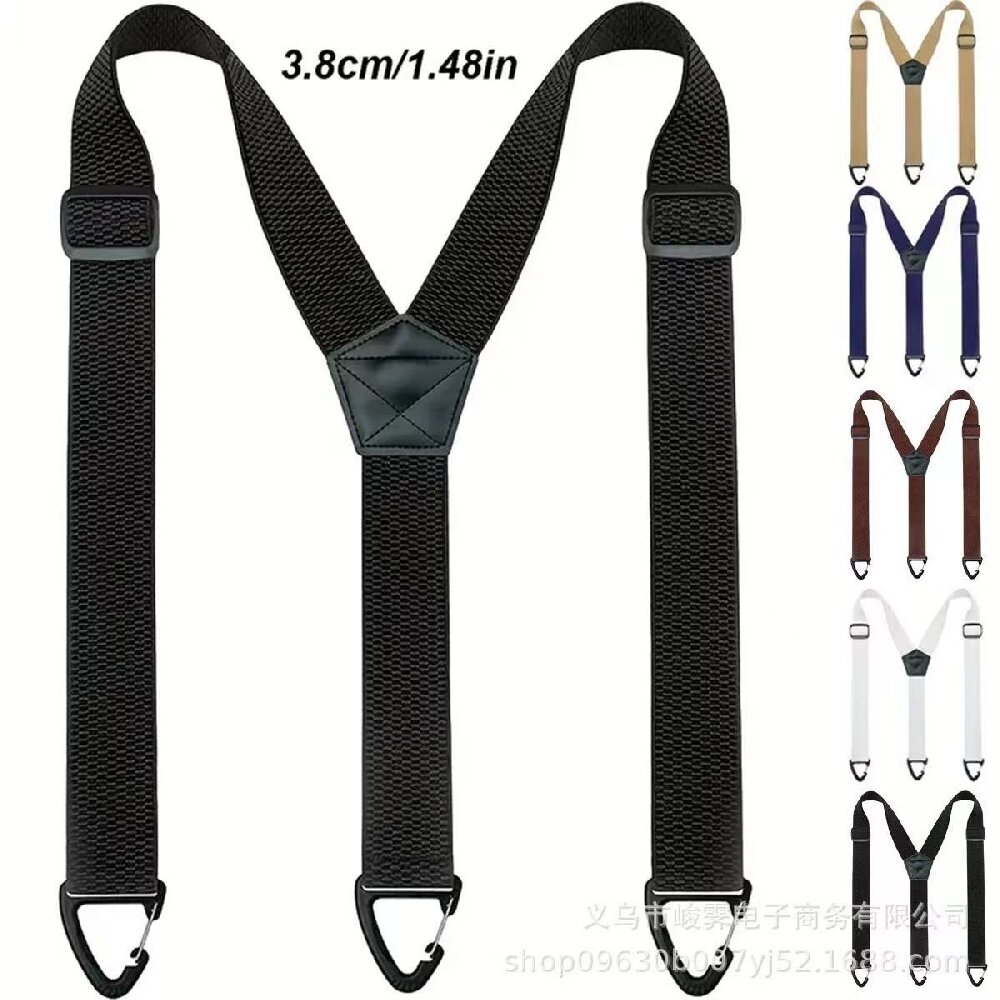 AliExpress Black Elastic Adjustable Men's Suspenders, view 6
