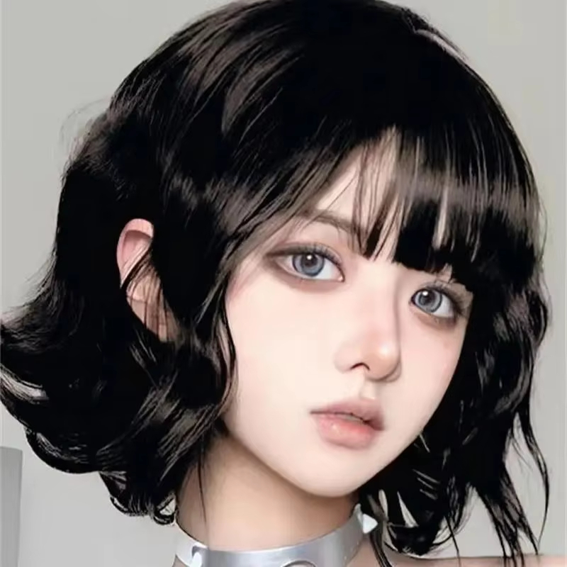AliExpress Black Short Curly Hair Wig for Women High Quality Synthetic Natural Big Wave Fashion Ladies Wig