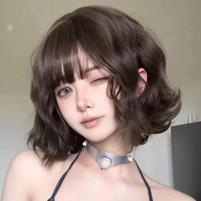 AliExpress Black Short Curly Hair Wig for Women High Quality Synthetic Natural Big Wave Fashion Ladies Wig, view 4