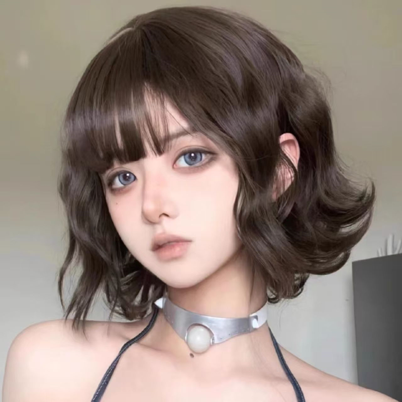 AliExpress Black Short Curly Hair Wig for Women High Quality Synthetic Natural Big Wave Fashion Ladies Wig, view 5