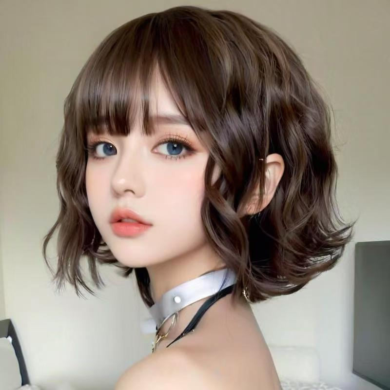 AliExpress Black Short Curly Hair Wig for Women High Quality Synthetic Natural Big Wave Fashion Ladies Wig, view 6