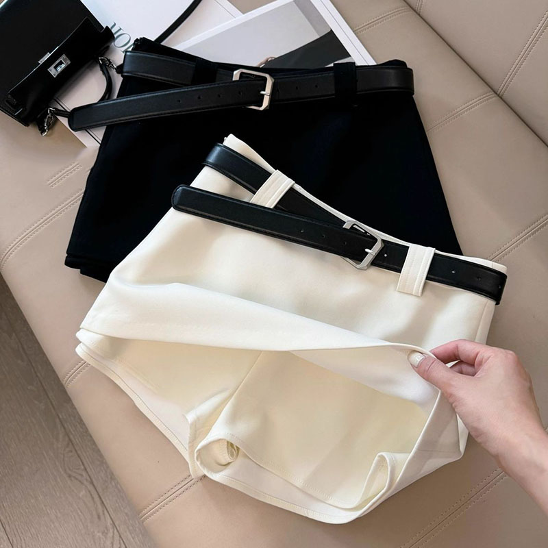 AliExpress Black White Office Lady Suit Skirts Sexy Tight Shorts Package Hip Skirt Ladies Korean Fashion All-Match with Belt A-Line Skirts, view 2