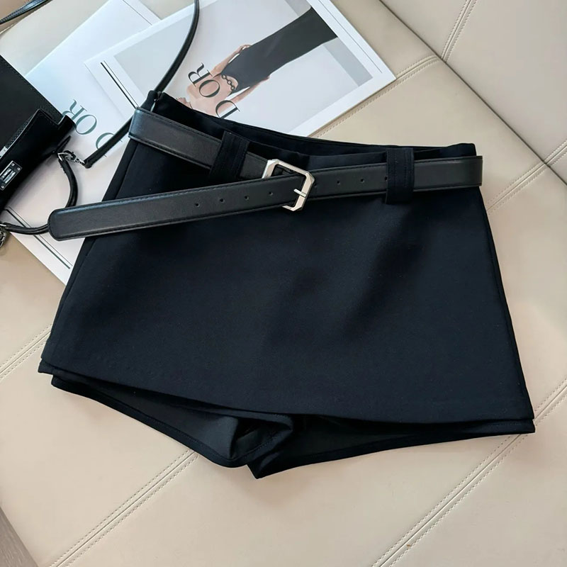 AliExpress Black White Office Lady Suit Skirts Sexy Tight Shorts Package Hip Skirt Ladies Korean Fashion All-Match with Belt A-Line Skirts, view 3