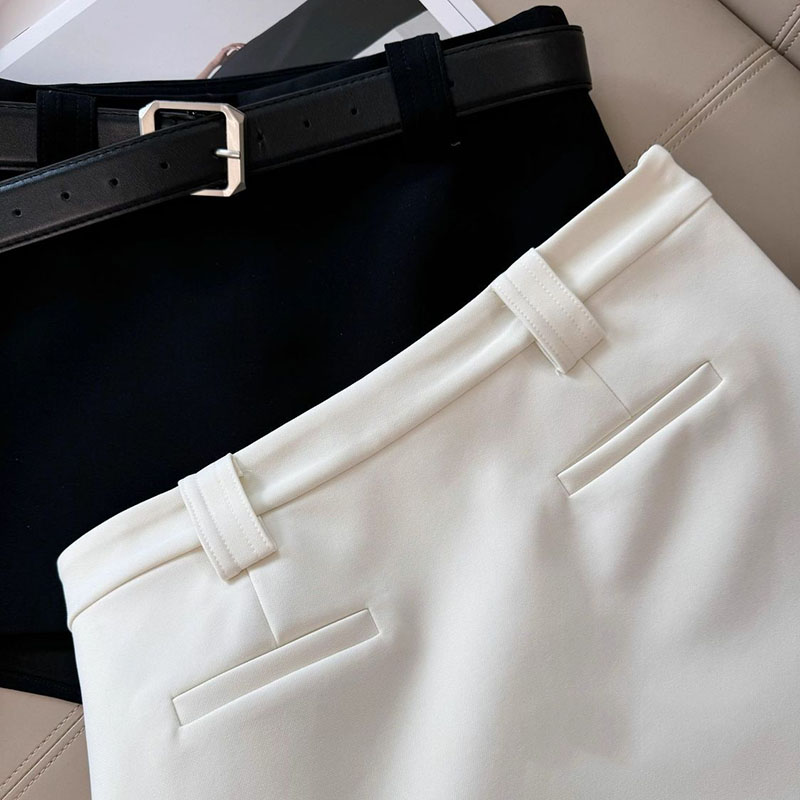 AliExpress Black White Office Lady Suit Skirts Sexy Tight Shorts Package Hip Skirt Ladies Korean Fashion All-Match with Belt A-Line Skirts, view 5