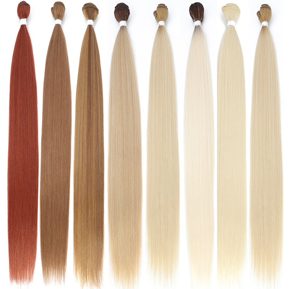 AliExpress Bone Straight Hair Bundles Salon Natural Hair Extensions Fake Fibers Super Long Synthetic Yaki Straight Hair Weaving Full to End, view 2