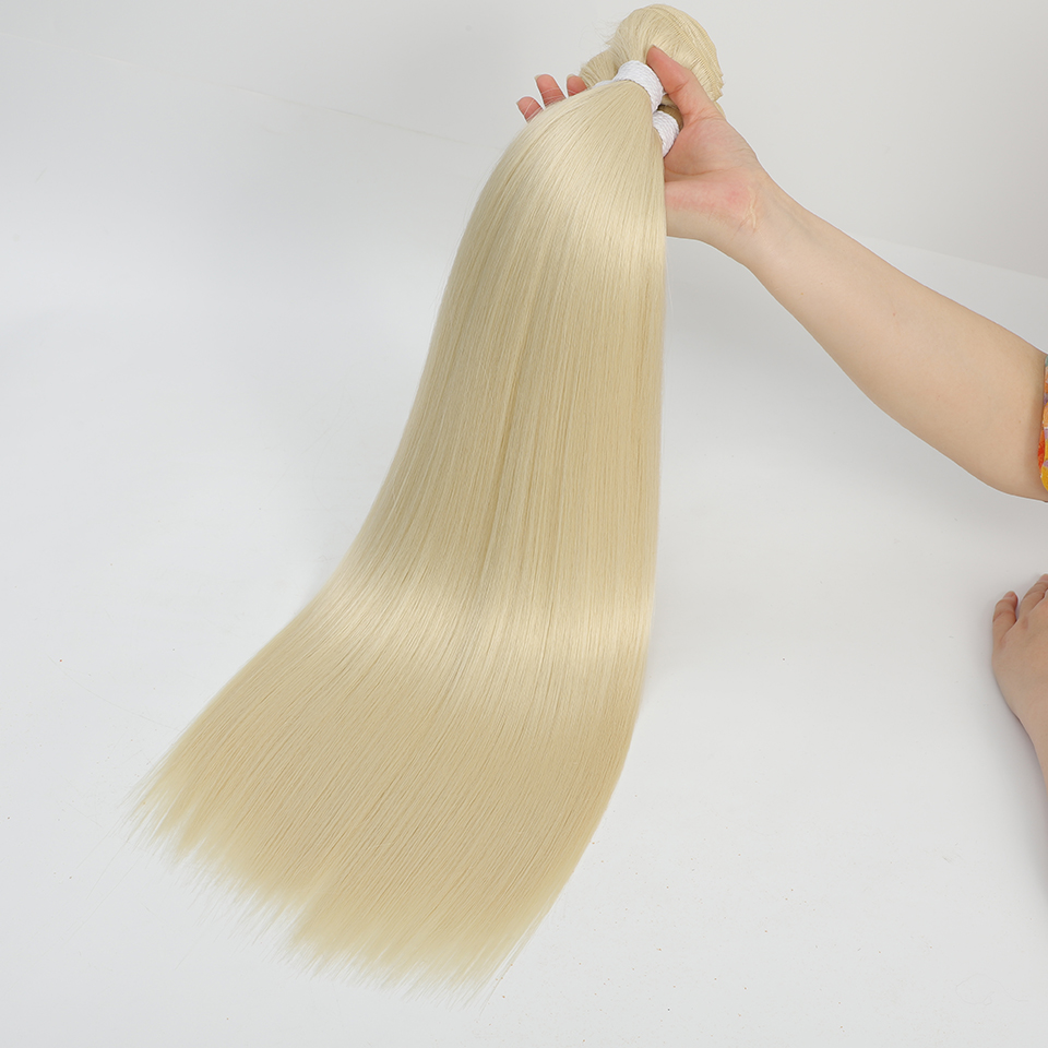 AliExpress Bone Straight Hair Bundles Salon Natural Hair Extensions Fake Fibers Super Long Synthetic Yaki Straight Hair Weaving Full to End, view 3