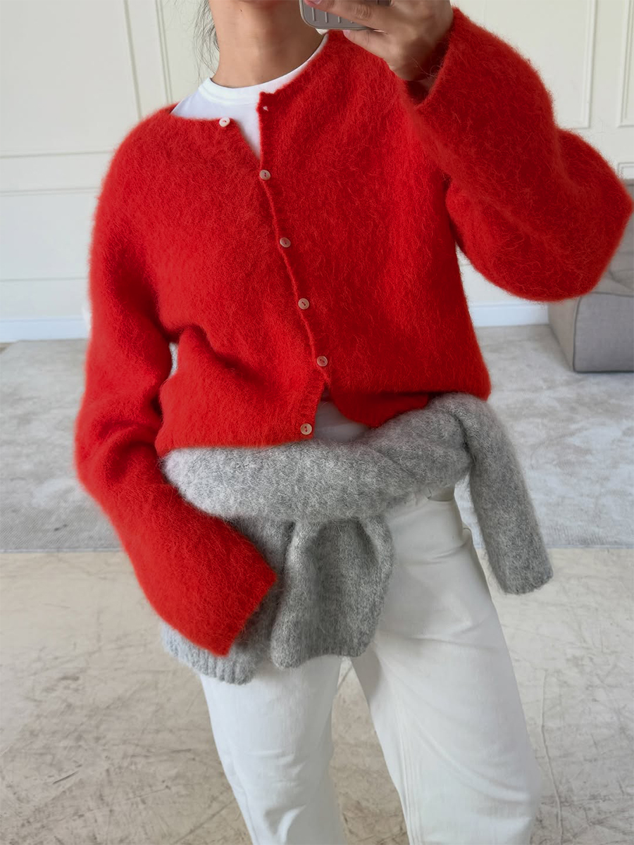 AliExpress Bornladies 2026 New Lazy Style Cardigan Women's Spring and Autumn Loose Round Neck Knitted Jacket Soft Long Sleeved Sweater, view 4