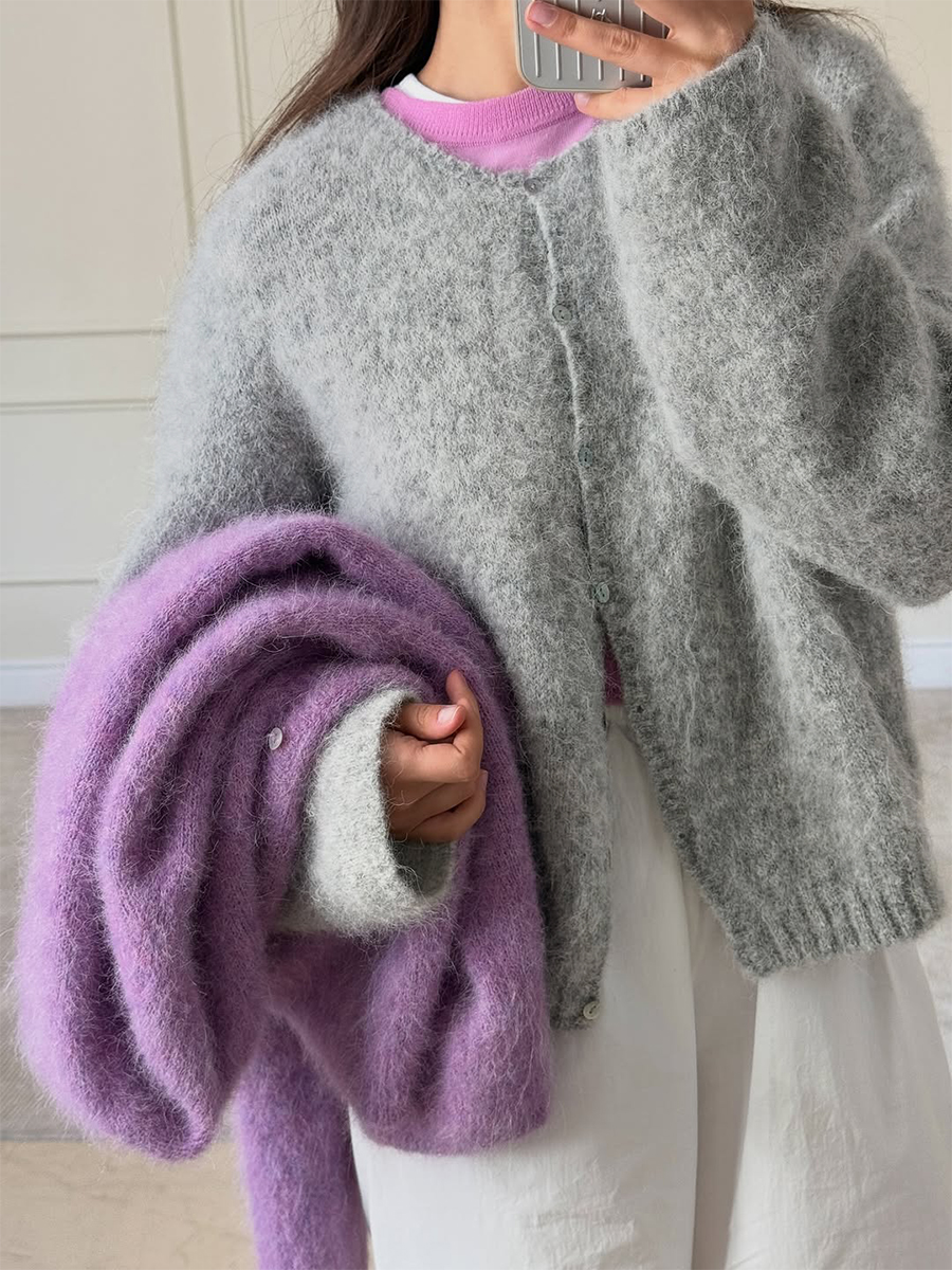 AliExpress Bornladies 2026 New Lazy Style Cardigan Women's Spring and Autumn Loose Round Neck Knitted Jacket Soft Long Sleeved Sweater, view 5