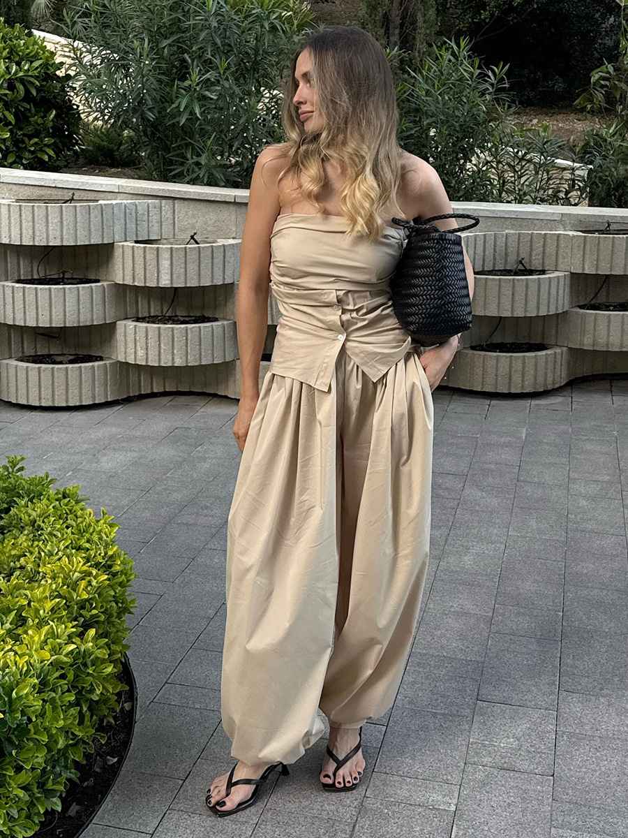 AliExpress Bornladies Autumn Womens 100% Cotton Loose Lantern Style Wide Leg Pants Street Style Casual Lazy Pants Fashion Trousers, view 5