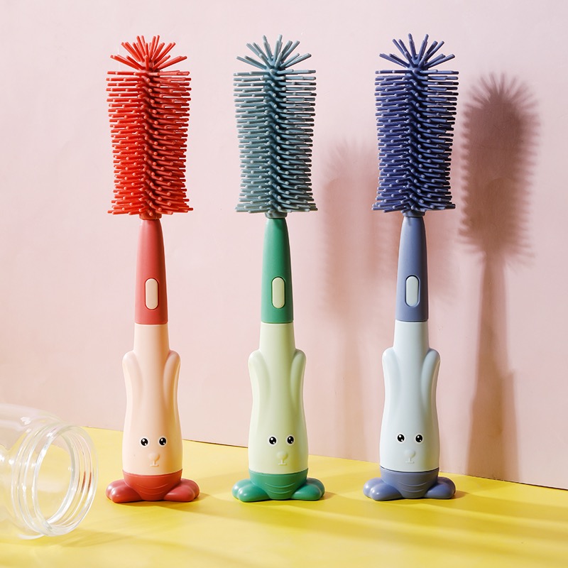 AliExpress Bottle Brush Tea Cup Multifunctional Standing Brush Food Grade Silicone Nipple Brush Set Cup Brush Three-in-one Straw Brush Spon, view 4