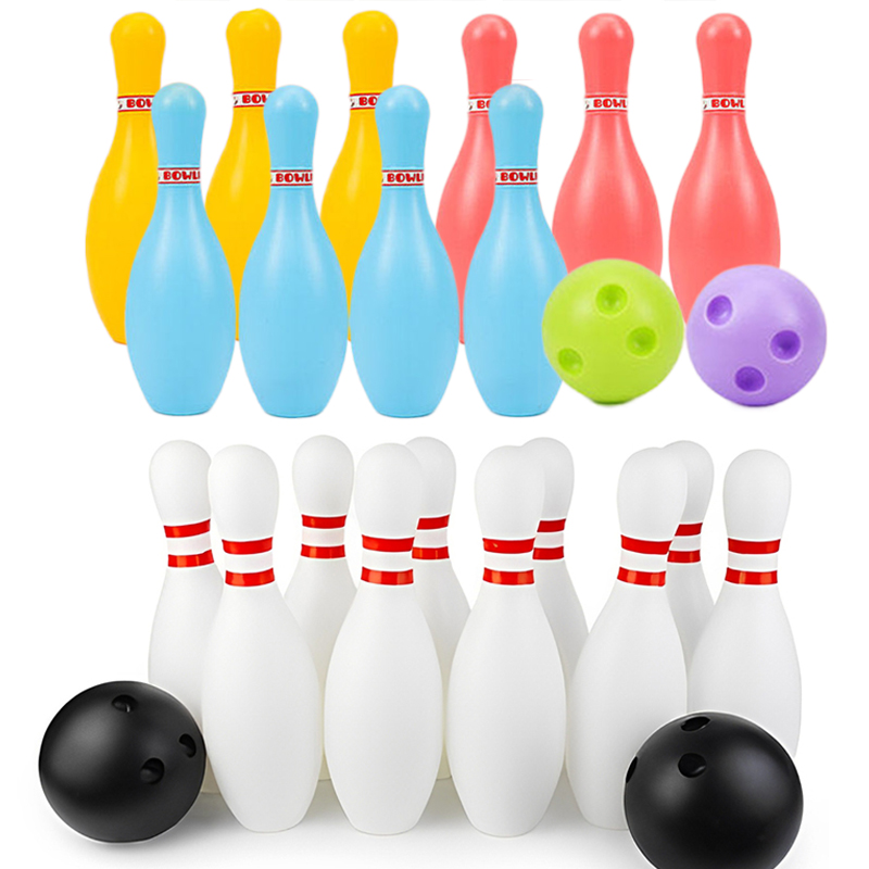 AliExpress Bowling Set Plastic color 2Ball and 10Pins Bowling Games Outdoor Sports Indoor Exercise Ball Gutterball Funny Bowling Set TMZ