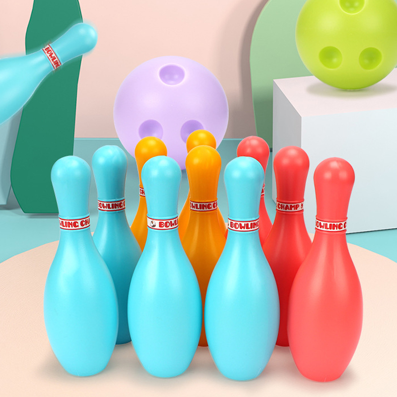 AliExpress Bowling Set Plastic color 2Ball and 10Pins Bowling Games Outdoor Sports Indoor Exercise Ball Gutterball Funny Bowling Set TMZ, view 2