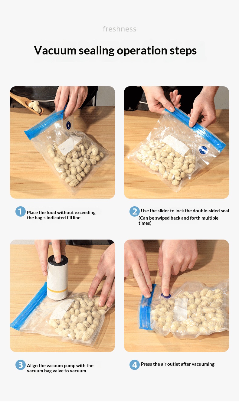 AliExpress BPA Free Reusable Vacuum Food Storage Bags, Vacuum Sealer Packaging Bags for Food Fresh Keeping, view 6