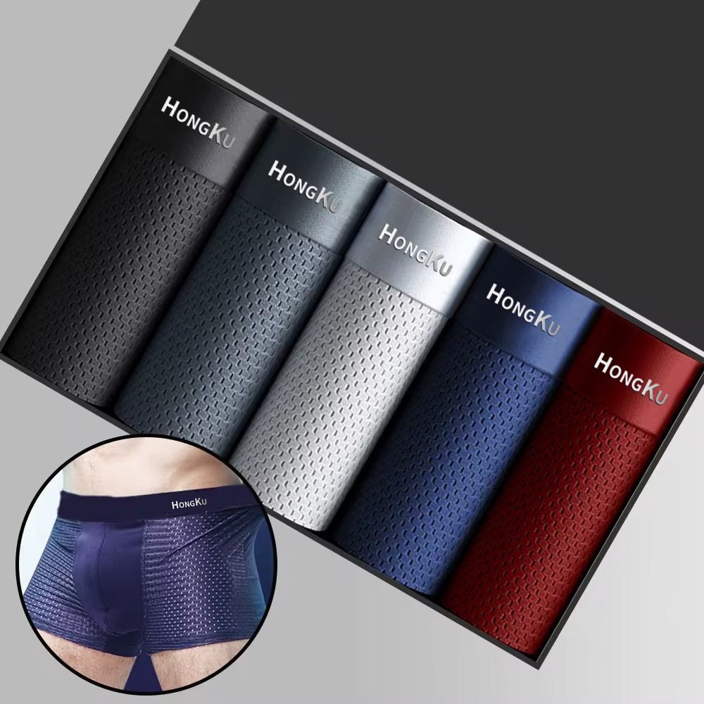 AliExpress Brand Boxers Man Summer Thin Ice Silk Breathable Men Underpants Soft Touch Men's Briefs 3D Cutting U Pouch Design Underwear Man