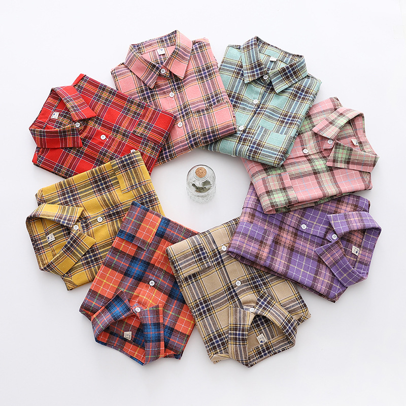 AliExpress Brand Women's Flannel Plaid Shirts 2025 New Ladies Tops Exquisite Designer Style Loose Blouses Casual Cotton Long Sleeve Blouse