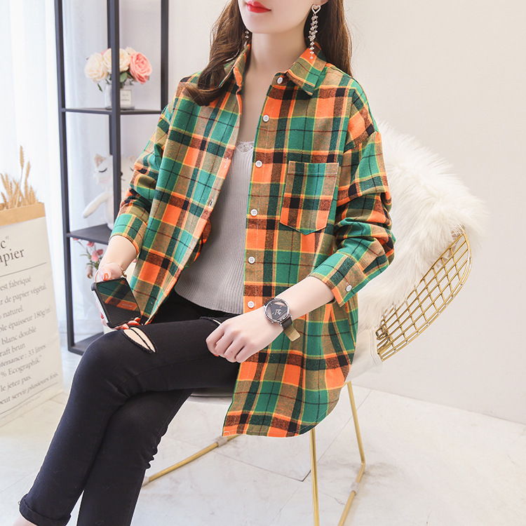 AliExpress Brand Women's Flannel Plaid Shirts 2025 New Ladies Tops Exquisite Designer Style Loose Blouses Casual Cotton Long Sleeve Blouse, view 2