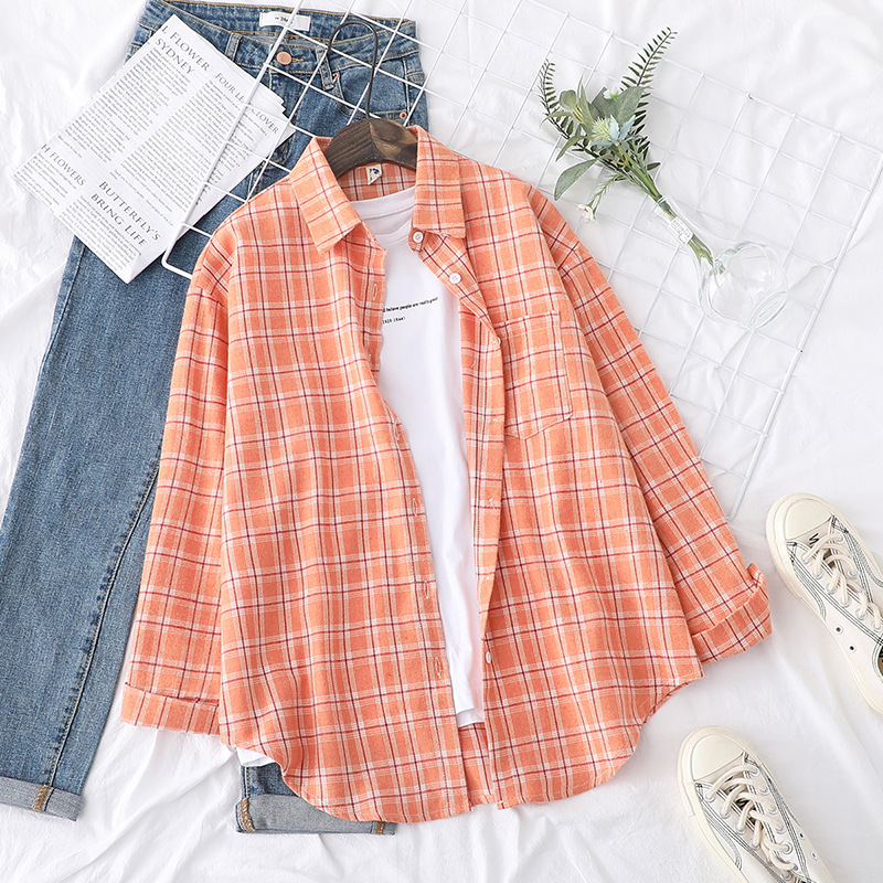 AliExpress Brand Women's Flannel Plaid Shirts 2025 New Ladies Tops Exquisite Designer Style Loose Blouses Casual Cotton Long Sleeve Blouse, view 5