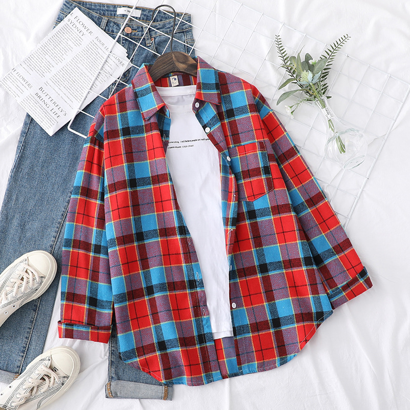 AliExpress Brand Women's Flannel Plaid Shirts 2025 New Ladies Tops Exquisite Designer Style Loose Blouses Casual Cotton Long Sleeve Blouse, view 6
