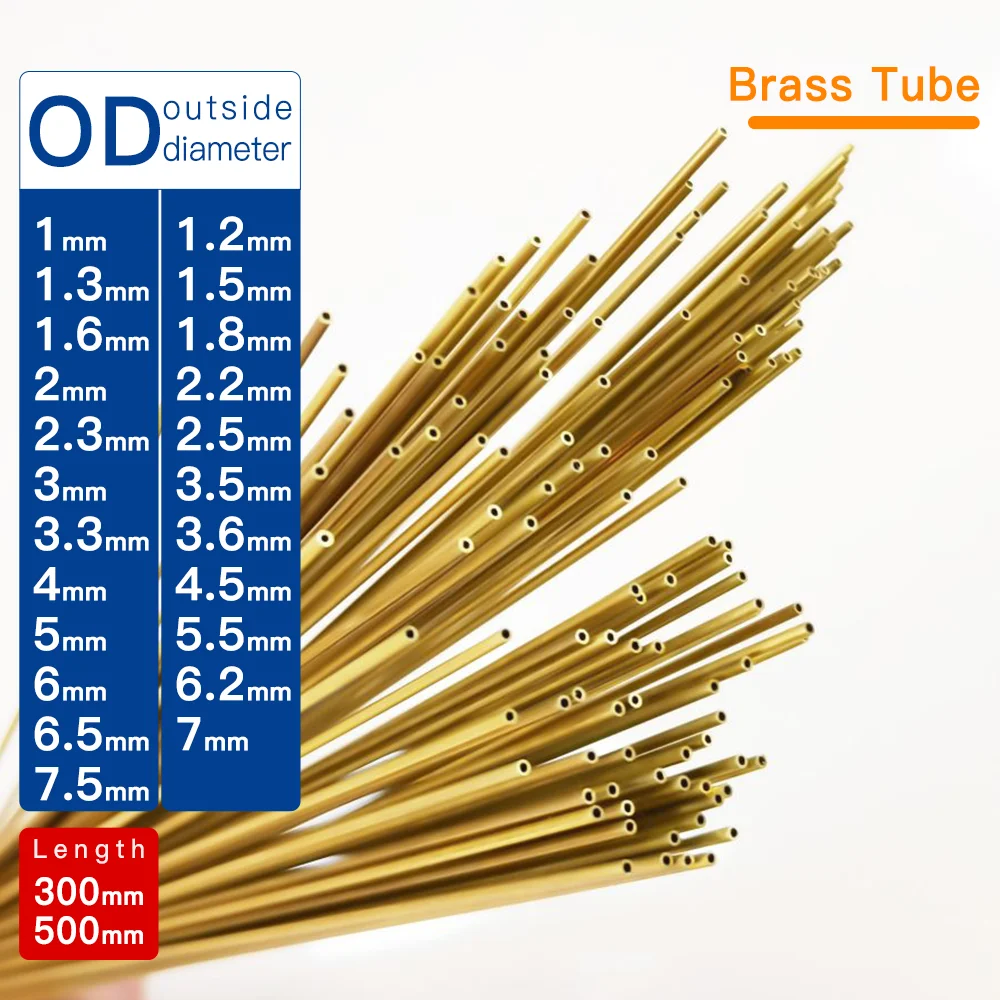 AliExpress Brass Tube OD1-7.5mm Length300 500mm Round Brass Alloy Pipe Straight Small Outer Diameter Finish Draw Precise Thickness 0.2-3