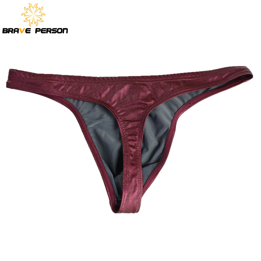 AliExpress Brave Person Men's Low Waist Briefs Imitation Leather Sexy Underwear Male Thong Gay Friendly Comfortable Underpants for Men, view 6