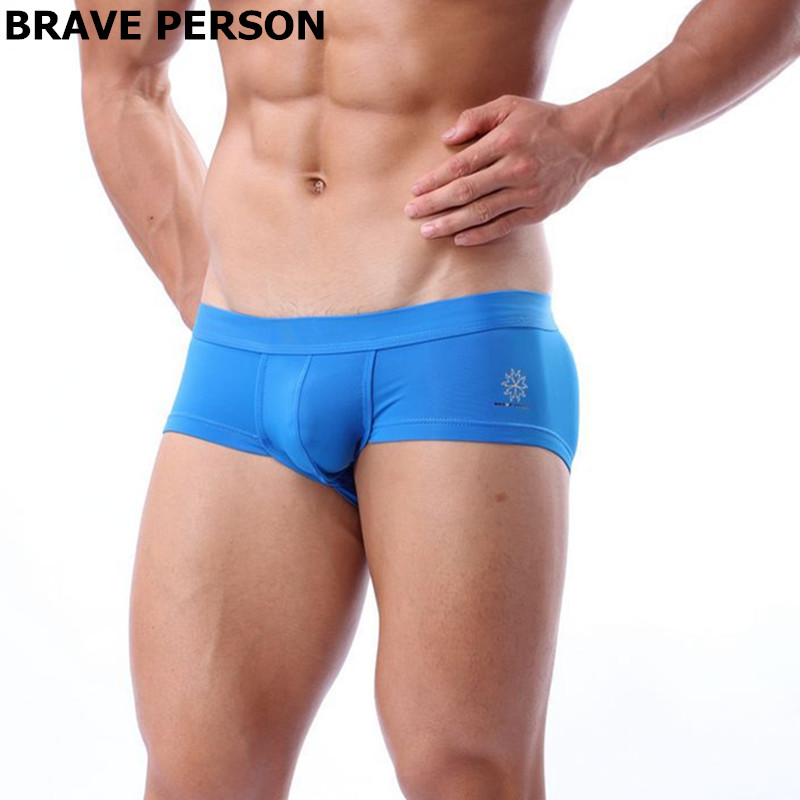 AliExpress BRAVE PERSON Men's Low-Waist Nylon Boxer Shorts Underwear 4 Color Boxer Briefs High-Quality Comfortable Men's Trunks, view 3