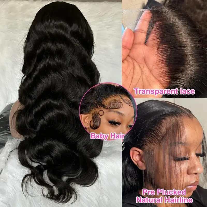 AliExpress Brazilian Natural Body Wave Virgin Human Hair Wig HD Lace Frontal Closure 360 Wig 13x4 13x6 5x5 180% 200% Density 16-40 Inch Pre Bleached Knots, view 2
