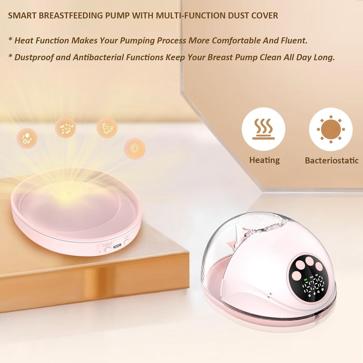 AliExpress Breast Pump Electric Handsfree BPA Free With Heating & UV Sterilize Lid Optional Wireless Upgrade Wearable Breastfeeding Pump, view 2