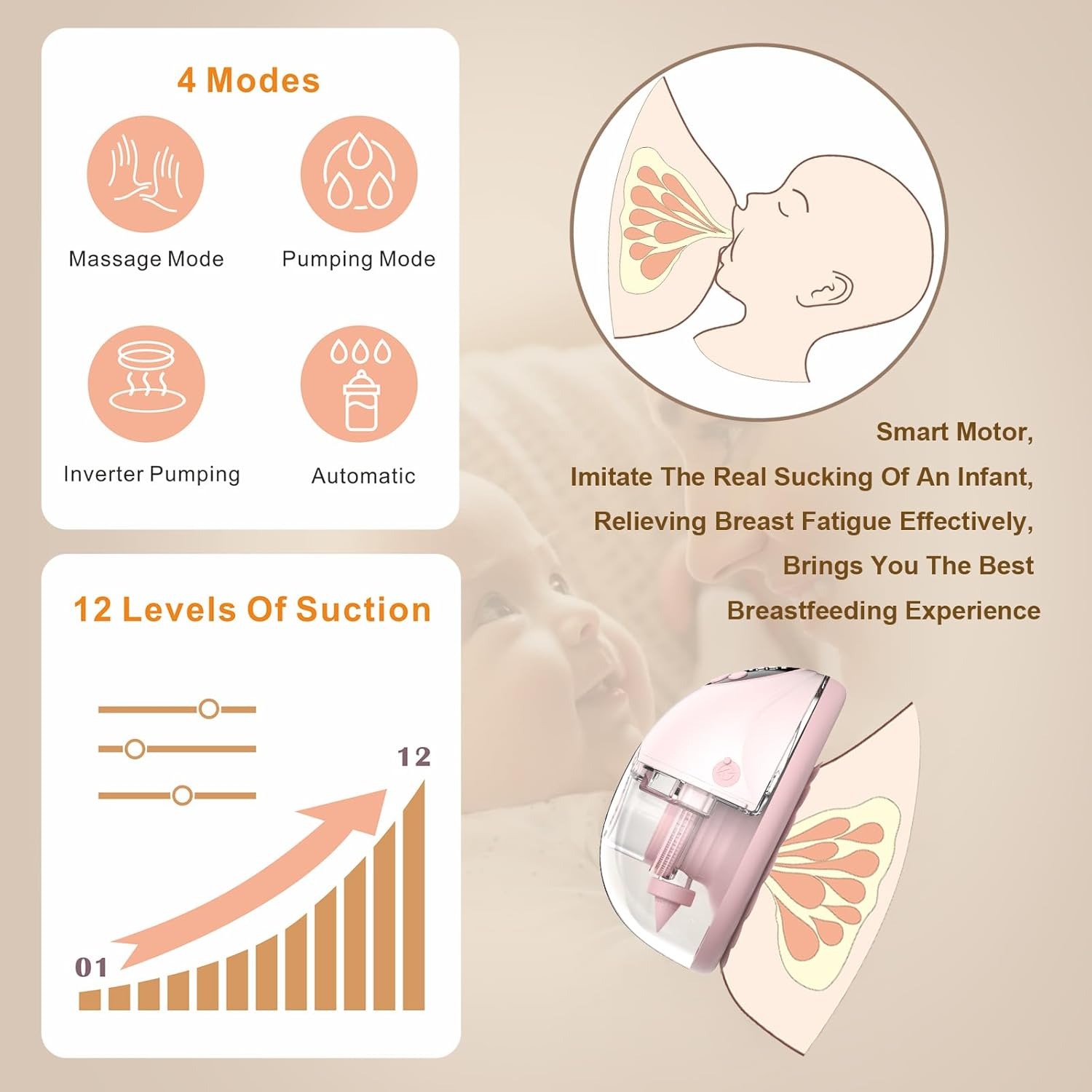 AliExpress Breast Pump Electric Handsfree BPA Free With Heating & UV Sterilize Lid Optional Wireless Upgrade Wearable Breastfeeding Pump, view 3