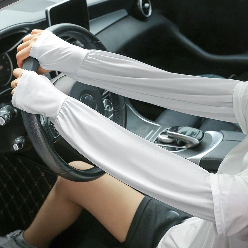 AliExpress Breathable Ice Silk Arm Sleeves Elastic Sun‑proof Hand Cover Sleeves for Outdoor Running Driving Cycling Sports, view 2